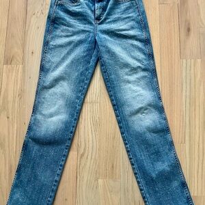 White House Black Market High‑Rise Straight Jeans, Size 4